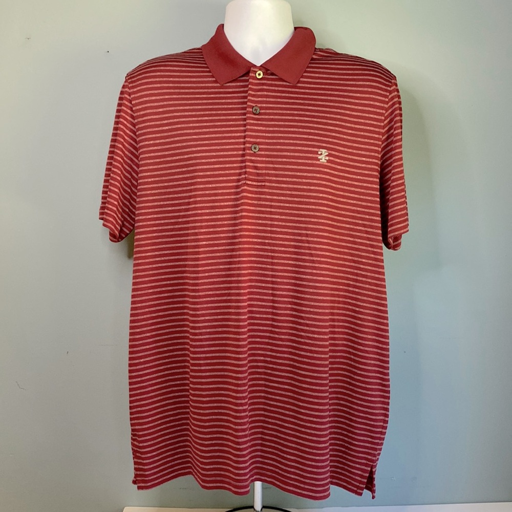 Izod Collared Golf shirt red striped men’s L
